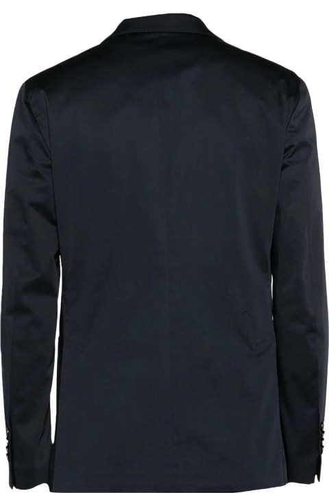 Lardini Coats & Jackets for Men Lardini Navy Blue Stretch-cotton Single-breasted Blazer