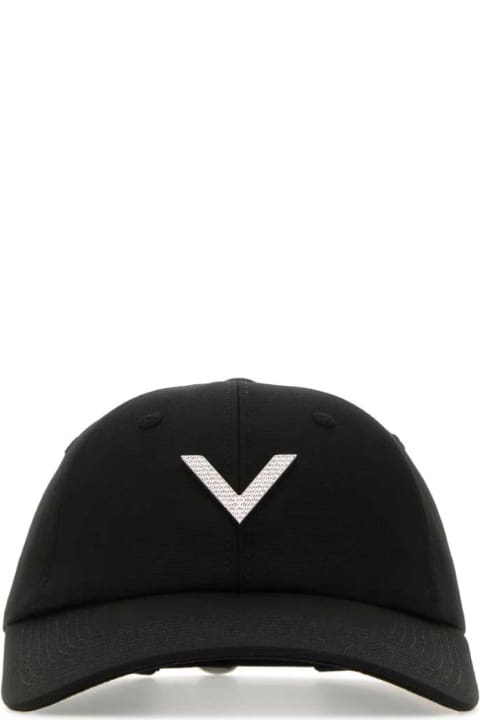 ウィメンズ Valentino Garavaniの帽子 Valentino Garavani Black Stretch Cotton Baseball Cap