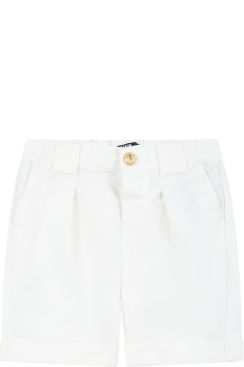 Ivory Shorts For Baby Boy With Logo Patch