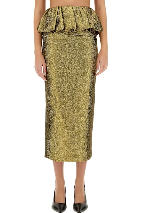 Homeware self-portrait Metallic Jacquard Midi Skirt