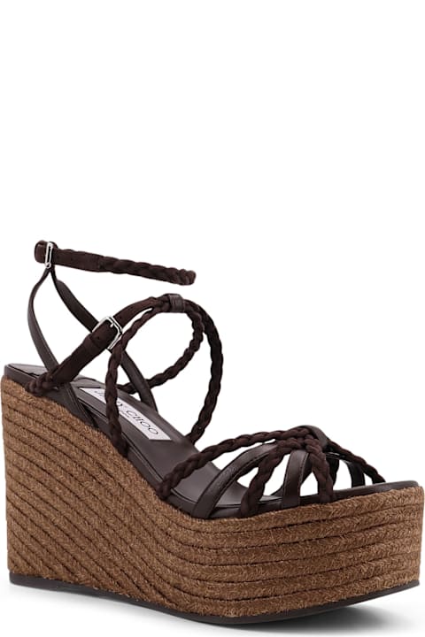 Jimmy Choo Nyra Leather And Raffia Sandals