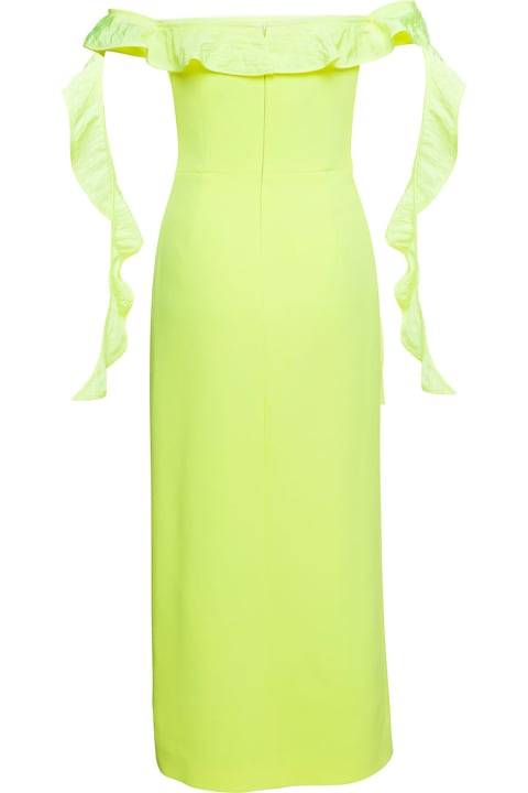 David Koma Dresses for Women David Koma Yellow Long Off-shoulder Dress With Ruches Detail In Acetate Woman