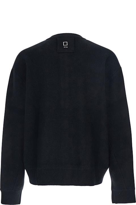 WOOYOUNGMI for Women WOOYOUNGMI Black Crewneck Cardigan With Logo Patch On The Rear And Ribbed Trims In Wool Blend Man
