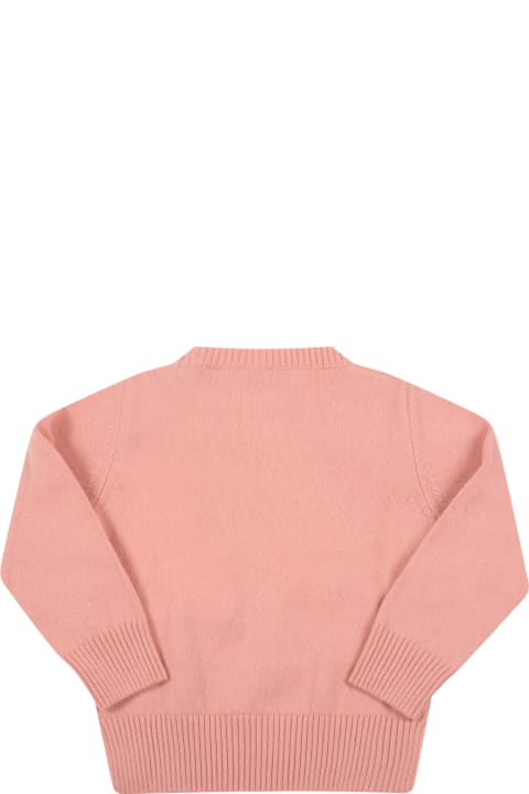 Moncler Pink Sweater For Baby Girl With Logo