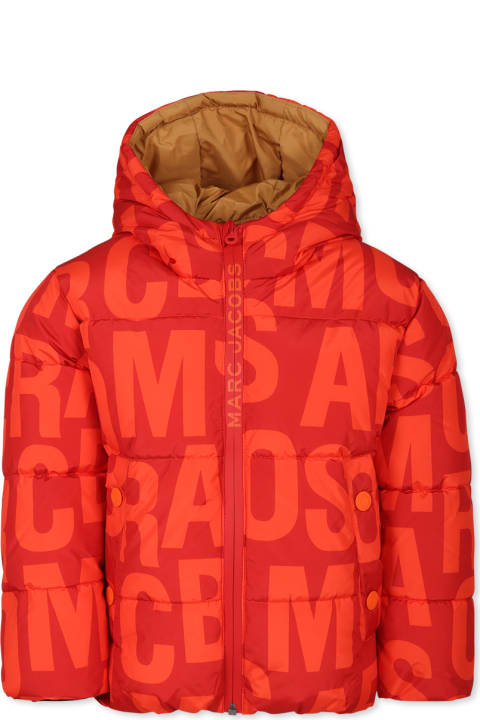 Marc Jacobs معاطف وجواكت لـ بنات Marc Jacobs Red Down Jacket For Kids With Monogram