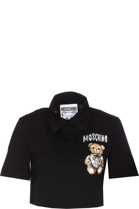 Moschino Topwear for Women Moschino Cropped Drawn Teddy Bear T-shirt