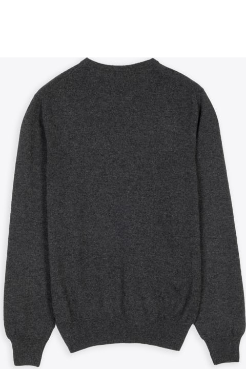 Girocollo, Lista Collo Basso Dark grey cashmere sweater