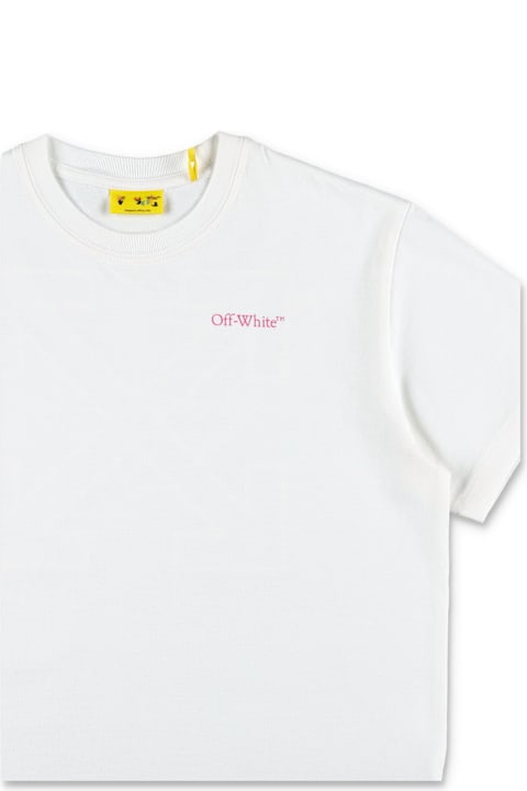 Homeware Off-White Off-white Kids White Cotton T-shirt With Pink Arrow Logo