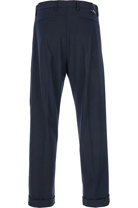 Low Brand Clothing for Men Low Brand 'kim Luxor' Blue Plissed Pants In Tech Fabric Woman