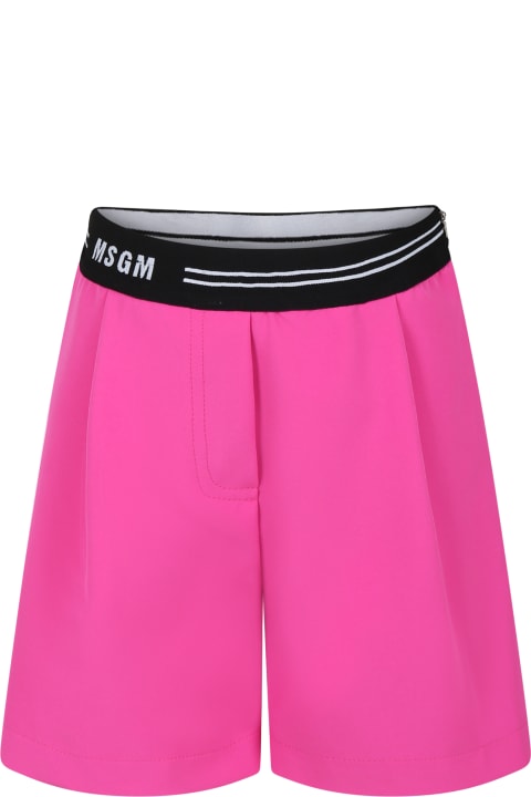 キッズ新着アイテム MSGM Fuchsia Shorts For Girl With Logo