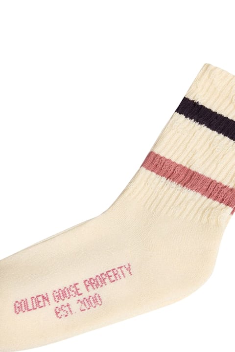 ملابس داخلية لـ بنات Golden Goose Kids' Socks High Rib/ Stripes/ Distressed