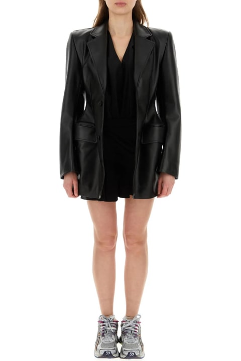 Balenciaga Coats & Jackets for Women Balenciaga Black Leather Hourglass Blazer