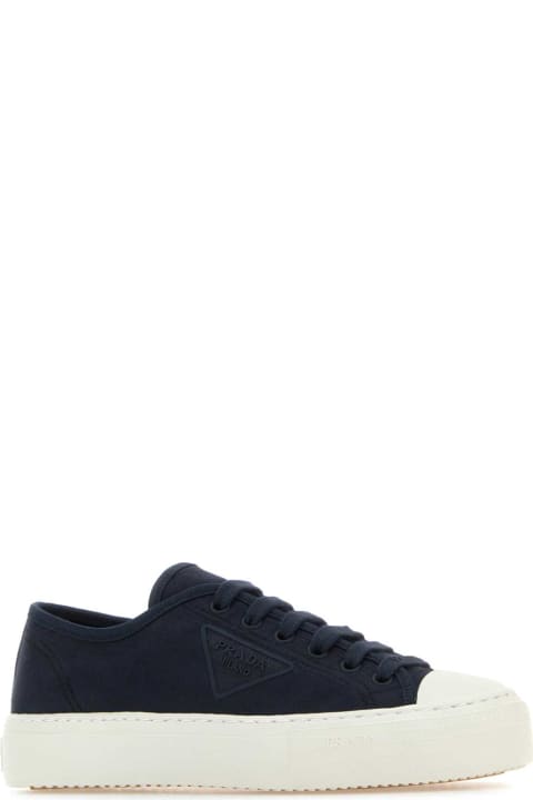 Shoes Sale for Women Prada Navy Blue Fabric Sneakers