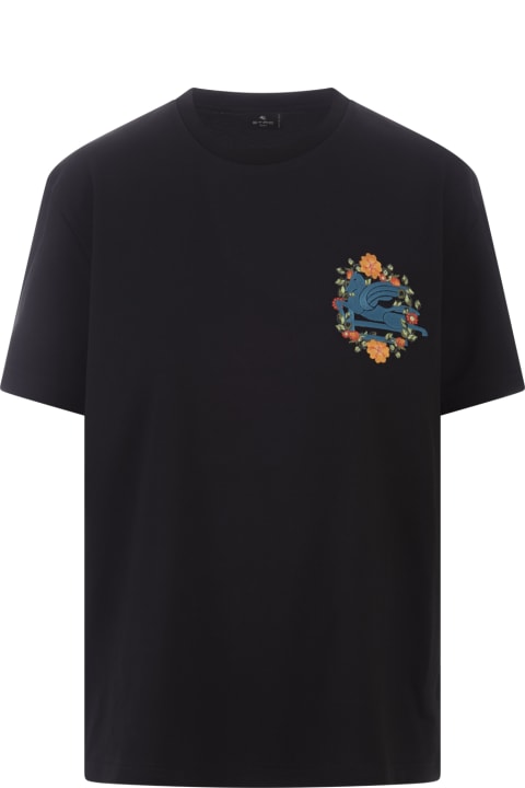 Clothing for Women Etro Black T-shirt With Embroidery