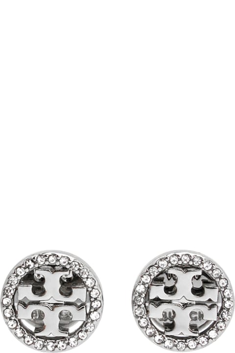 Tory Burch Circle-stud Crystal Logo Earrings | italist, ALWAYS LIKE A SALE