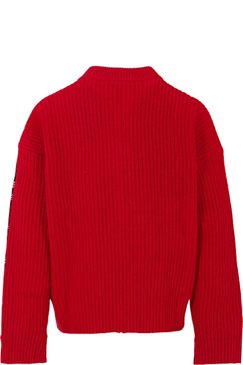 Homeware Burberry Red Sweater For Kids With Tartan Pattern