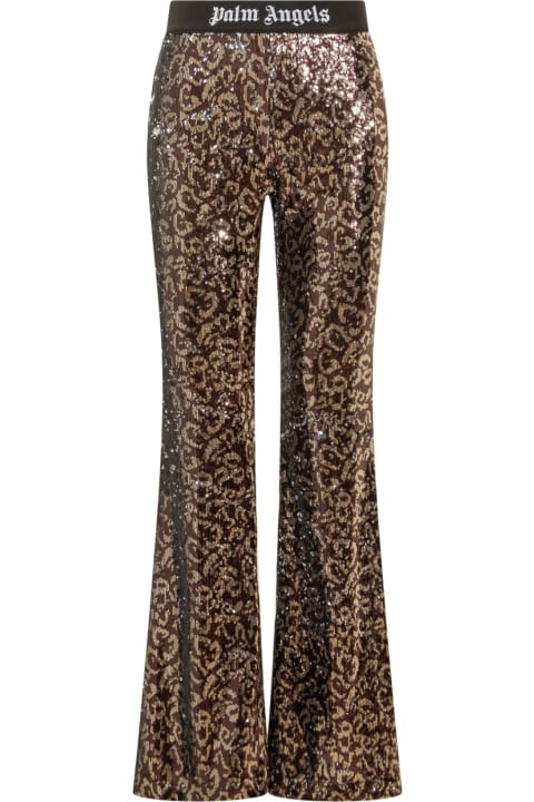 Palm Angels for Women Palm Angels Logo Tape Sequins Flare Trousers