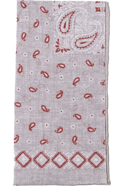 Scarves for Men Eleventy Cotton Scarf In Paisley Print