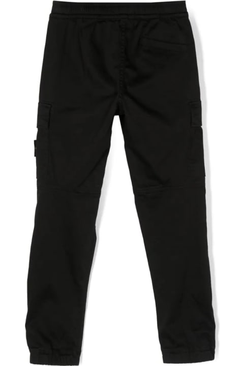 Fashion for Men Stone Island Junior Black Cotton And Silk Satin Cargo Trousers