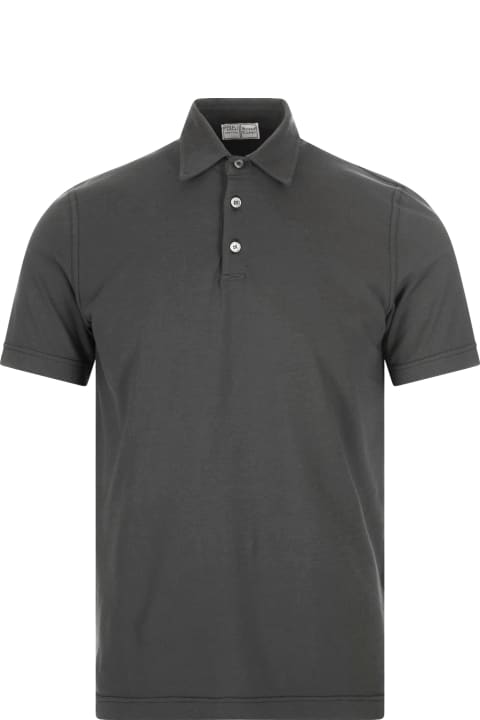 Fedeli for Men Fedeli Short-sleeved Polo Shirt In Dark Grey Cotton