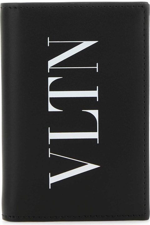 メンズ Valentino Garavaniの財布 Valentino Garavani Black Leather Vltn Card Holder