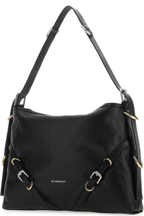 Totes for Women Givenchy Black Leather Medium Voyou Shoulder Bag