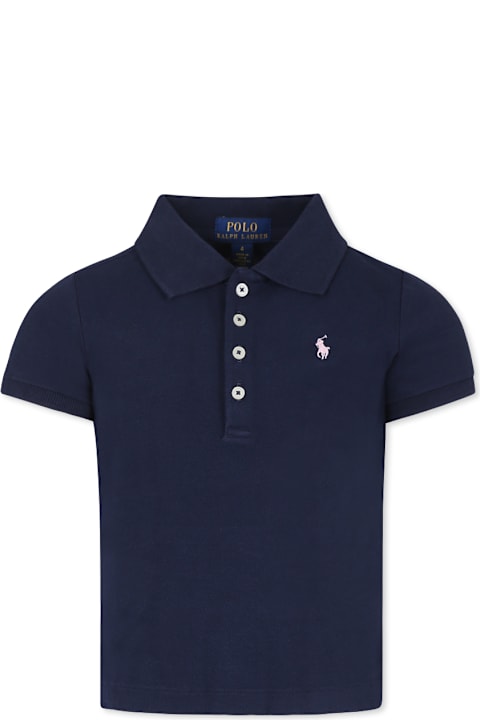Fashion for Girls Ralph Lauren Blue T-shirt For Girl With Horse