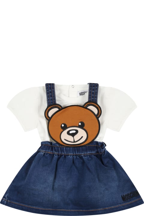 Moschino Coats & Jackets for Baby Boys Moschino Denim Dungarees For Baby Girl With Teddy Bear
