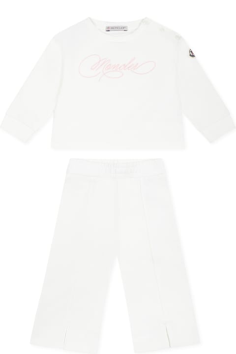 Bodysuits & Sets for Baby Boys Moncler White Suit For Baby Girl With Logo