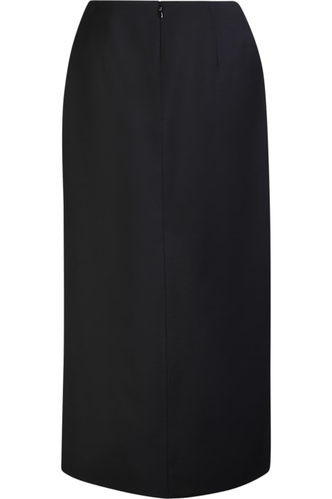 ウィメンズ新着アイテム Alexander McQueen Alexander Mcqueen Black Wool Midi Skirt With Slit