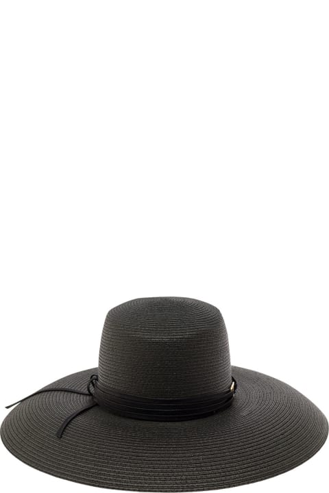 Accessories for Women Alberta Ferretti Black Wide Hat In Straw Woman