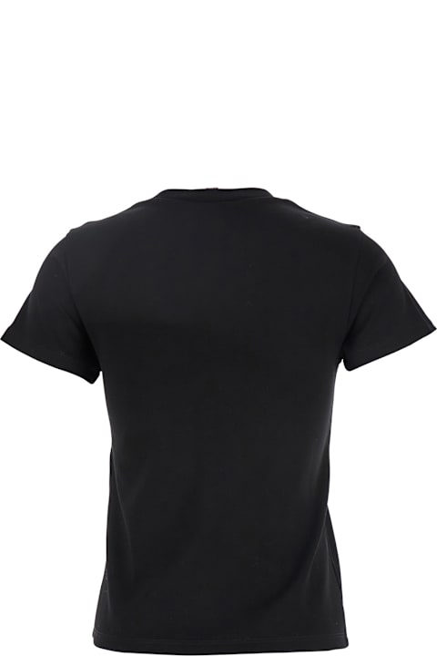 Alexander McQueen Clothing for Women Alexander McQueen Black Crewneck T-shirt With Skull Embroidery On The Front In Cotton Woman