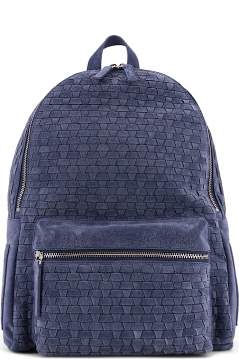 Orciani for Kids Orciani Suede Backpack With Woven Pattern