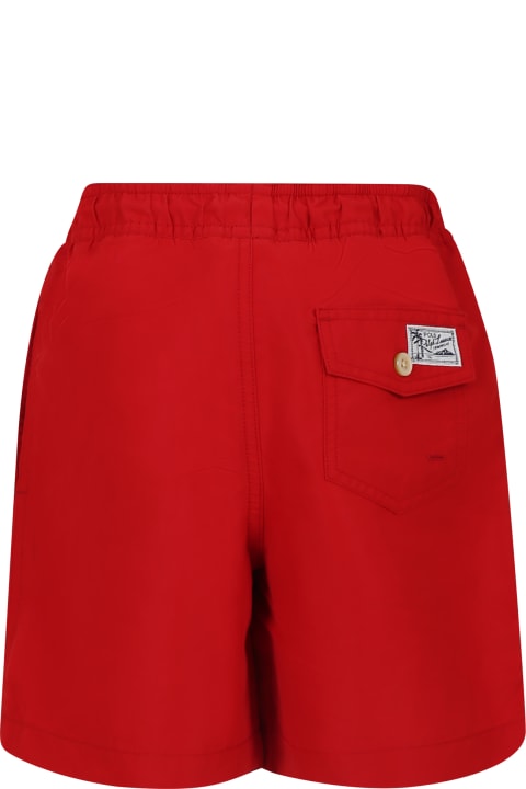 Swimwear for Boys Ralph Lauren Red Swimsuit For Boy With Horse