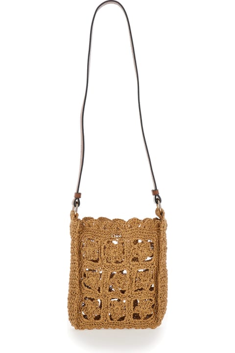 Chloé Accessories & Gifts for Girls Chloé Brown Shoulder Bag In Rafia Kid