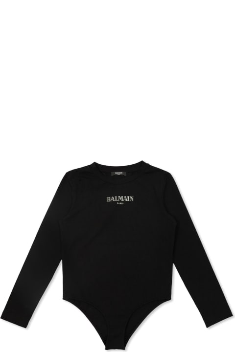 Jumpsuits for Girls Balmain Logo Printed Ribbed Body