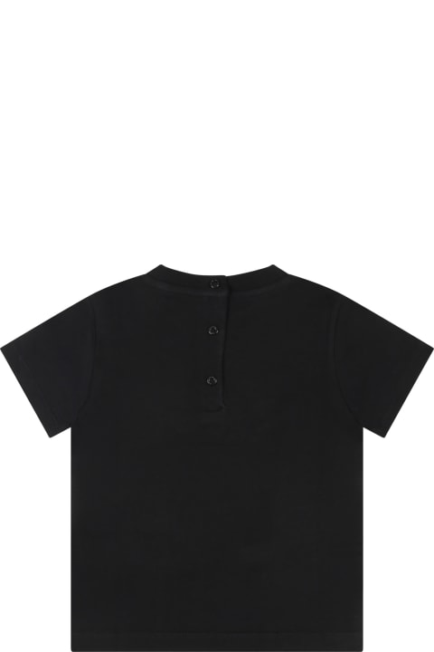 Homeware Balmain Black T-shirt For Babykids With Logo