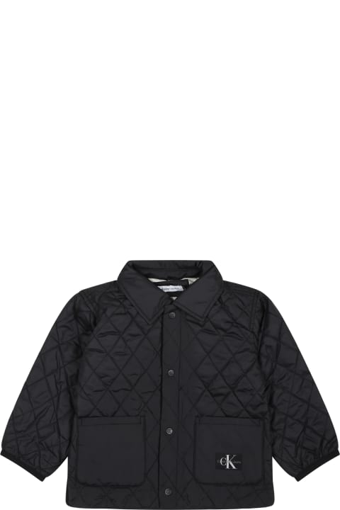 ベビーガールズ Calvin Kleinのコート＆ジャケット Calvin Klein Black Down Jacket For Baby Boy With Logo