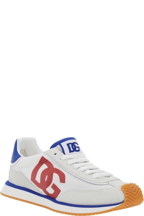 Sneakers for Men Dolce & Gabbana 'aria' White Running Sneakers With Logo Detail In Suede And Tech Fabric Man