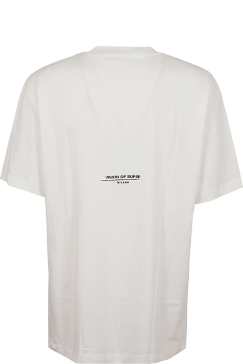 Vision of Super for Men Vision of Super White T-shirt With Flames Logo And Metal Label