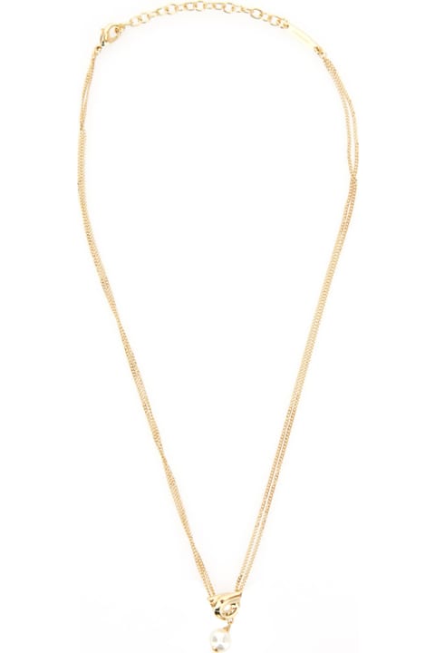 Homeware Ferragamo Gold Tone Necklace With Gancini Pendant In Brass Woman