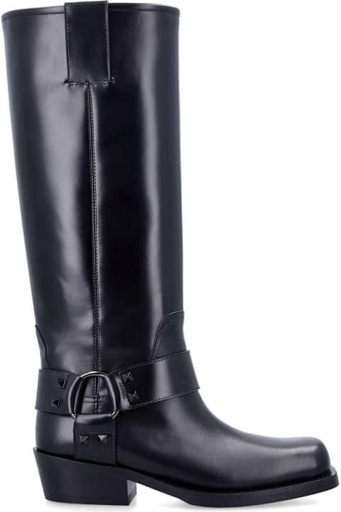 Valentino Garavani Boots for Women Valentino Garavani Rockstud Biker Boot