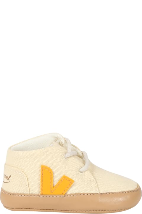 Veja Shoes for Baby Girls Veja Ivory Sneakers For Baby Kids With Logo