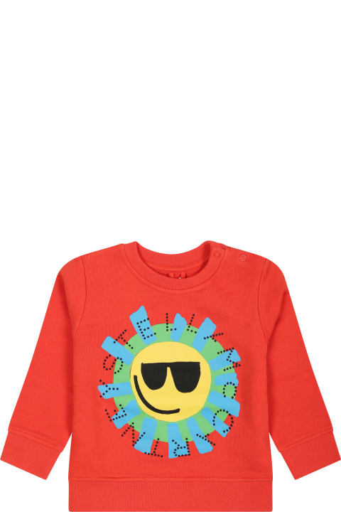 Topwear for Baby Boys Stella McCartney Kids Red Sweatshirt For Baby Boy With Sun