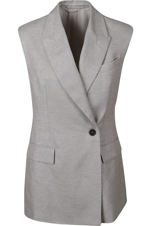 Single-button Sleeveless Jacket
