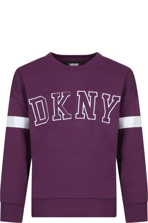DKNY Sweaters & Sweatshirts for Girls DKNY Purple Sweatshirt For Girl With Logo