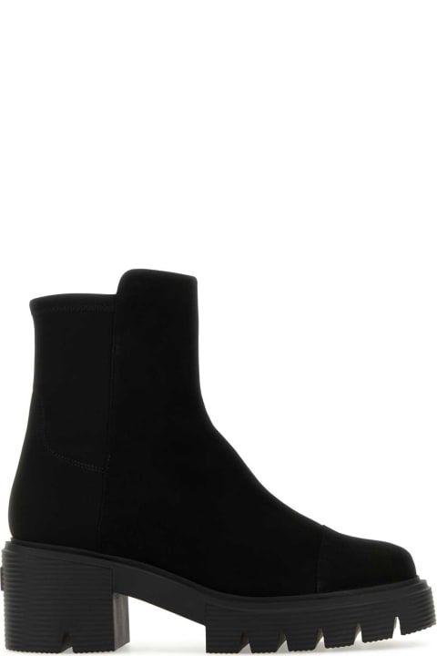 Fashion for Women Stuart Weitzman Black Suede And Fabric 5050 Soho Ankle Boots