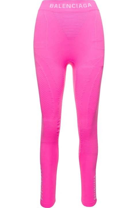 Balenciaga Clothing for Women Balenciaga Pink Athletic Leggings With Logo In Polyammide Stretch Woman