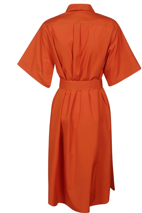 Aspesi for Women Aspesi Orange Poplin Midi Shirt Dress