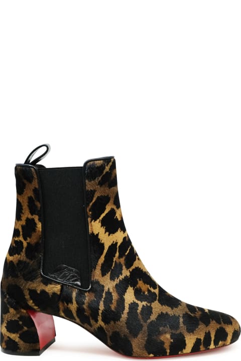 Boots for Women Christian Louboutin Christian Louboutin Leopard Print Pony Turelastic 55 Ankle Boots